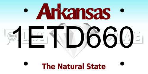 1ETD660 Arkansas License Plate