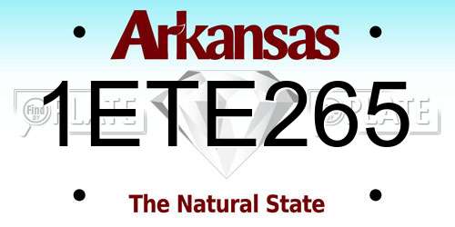 1ETE265 Arkansas License Plate