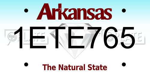 1ETE765 Arkansas License Plate