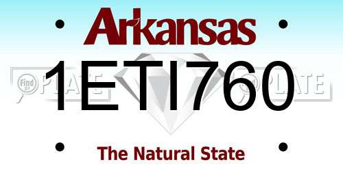 1ETI760 Arkansas License Plate