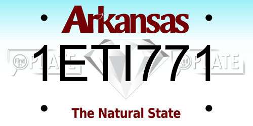 1ETI771 Arkansas License Plate