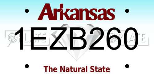 1EZB260 Arkansas License Plate