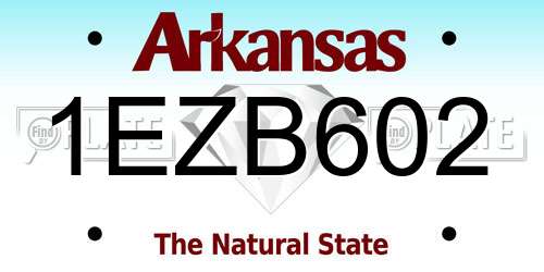 1EZB602 Arkansas License Plate