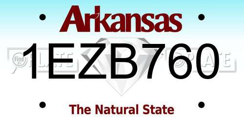 1EZB760 Arkansas License Plate