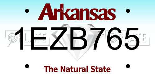 1EZB765 Arkansas License Plate