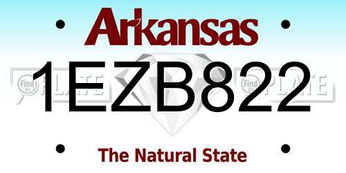 1EZB822 Arkansas License Plate