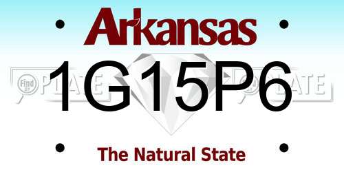 1G15P6 Arkansas License Plate