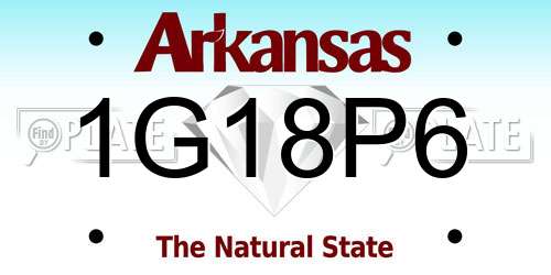 1G18P6 Arkansas License Plate