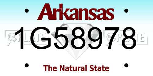 1G58978 Arkansas License Plate