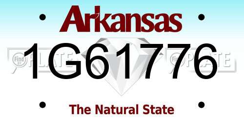 1G61776 Arkansas License Plate