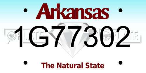 1G77302 Arkansas License Plate