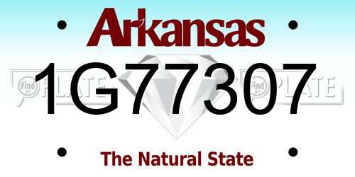 1G77307 Arkansas License Plate