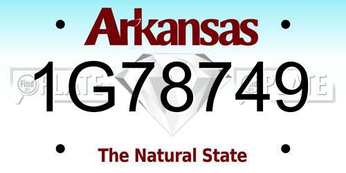 1G78749 Arkansas License Plate