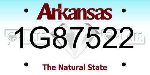 1G87522 Arkansas License Plate