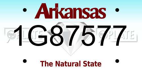1G87577 Arkansas License Plate