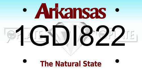 1GDI822 Arkansas License Plate