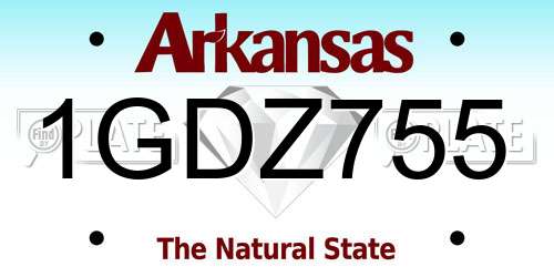 1GDZ755 Arkansas License Plate