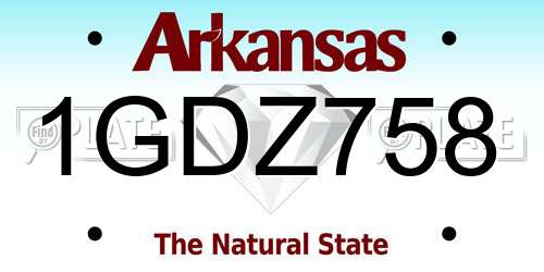 1GDZ758 Arkansas License Plate
