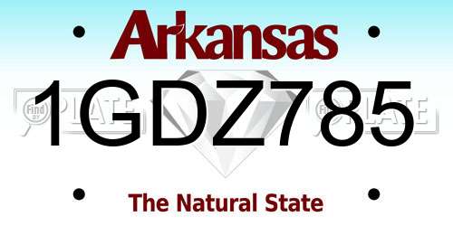1GDZ785 Arkansas License Plate