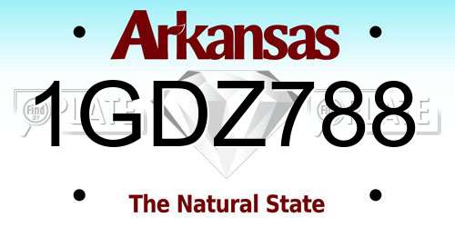 1GDZ788 Arkansas License Plate