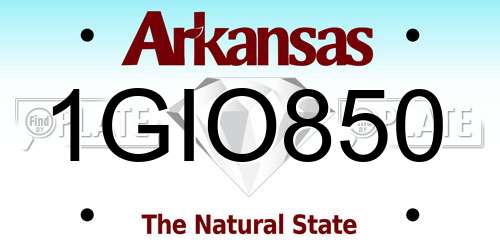 1GIO850 Arkansas License Plate