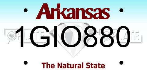 1GIO880 Arkansas License Plate