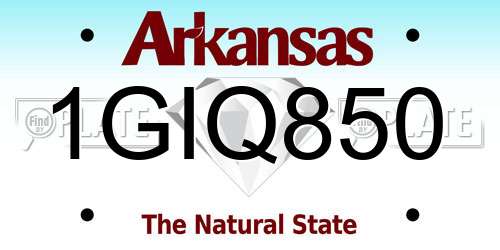 1GIQ850 Arkansas License Plate