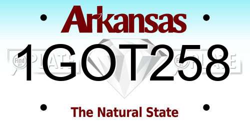 1GOT258 Arkansas License Plate