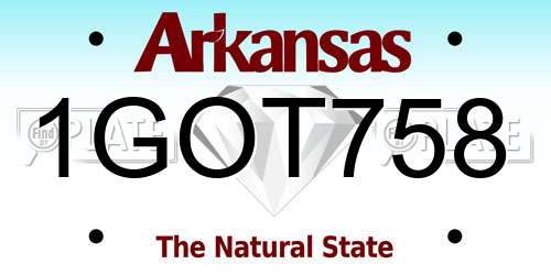 1GOT758 Arkansas License Plate