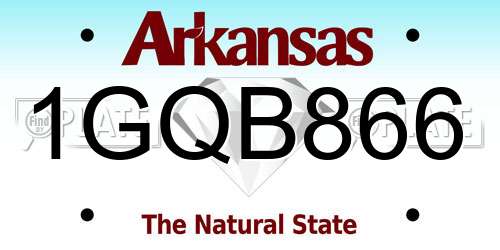 1GQB866 Arkansas License Plate