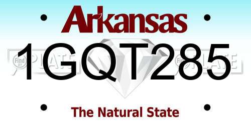 1GQT285 Arkansas License Plate