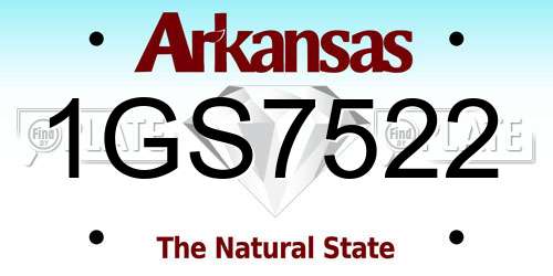 1GS7522 Arkansas License Plate