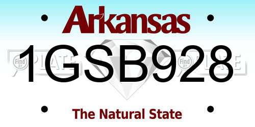 1GSB928 Arkansas License Plate