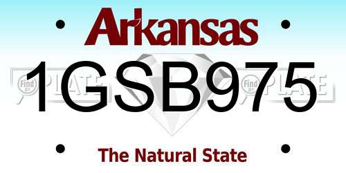 1GSB975 Arkansas License Plate
