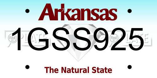 1GSS925 Arkansas License Plate