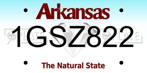 1GSZ822 Arkansas License Plate