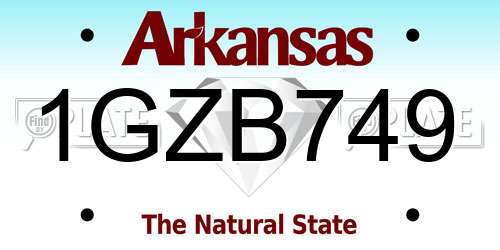 1GZB749 Arkansas License Plate