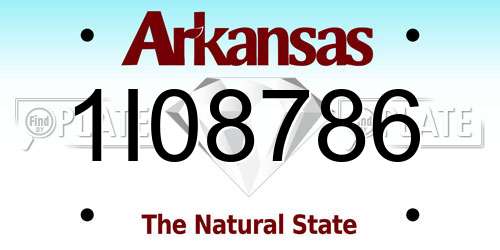 1I08786 Arkansas License Plate