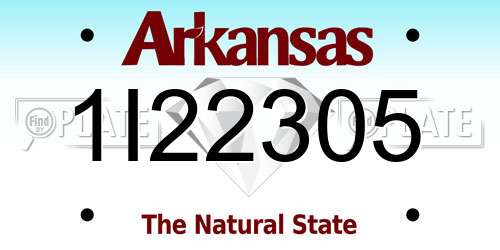 1I22305 Arkansas License Plate