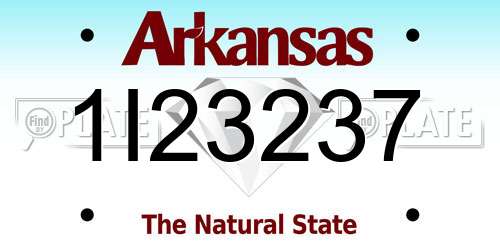 1I23237 Arkansas License Plate