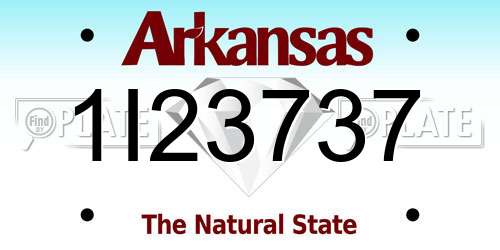 1I23737 Arkansas License Plate