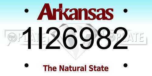 1I26982 Arkansas License Plate