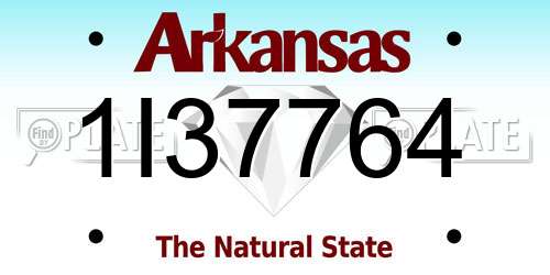 1I37764 Arkansas License Plate