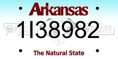 1I38982 Arkansas License Plate