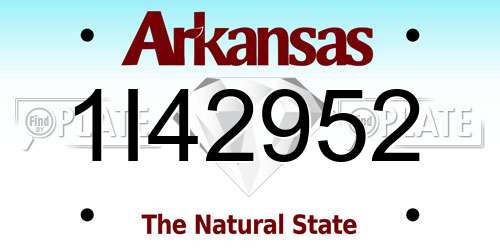 1I42952 Arkansas License Plate