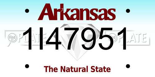 1I47951 Arkansas License Plate