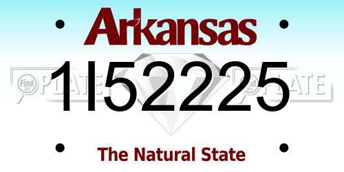 1I52225 Arkansas License Plate
