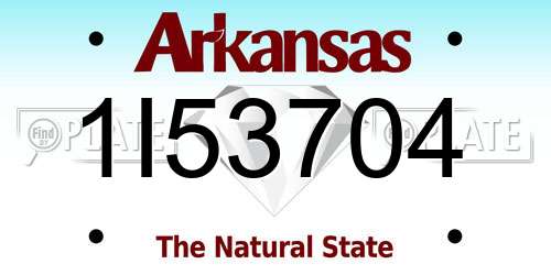 1I53704 Arkansas License Plate