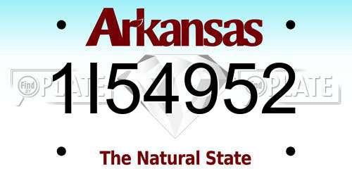 1I54952 Arkansas License Plate