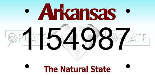 1I54987 Arkansas License Plate
